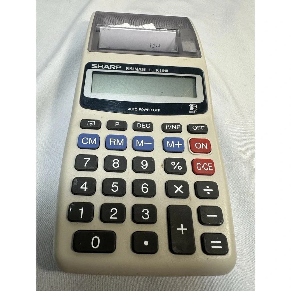 Vintage Sharp ELSI MATE EL-1611H Handheld Printing Calculator Tested Working